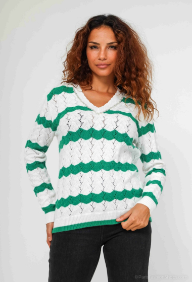 Wholesaler M&G Monogram - Perforated striped sweater with Diam's