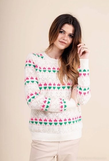 Wholesaler M&G Monogram - Flowery perforated sweater