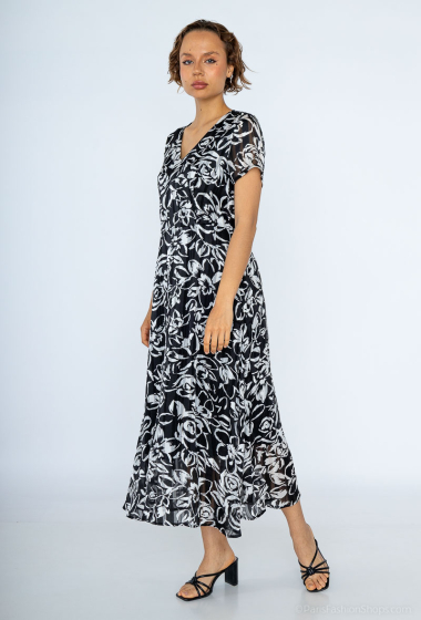 Großhändler M&G Monogram - Langes Kleid mit Blumendruck und glänzendem Faden
