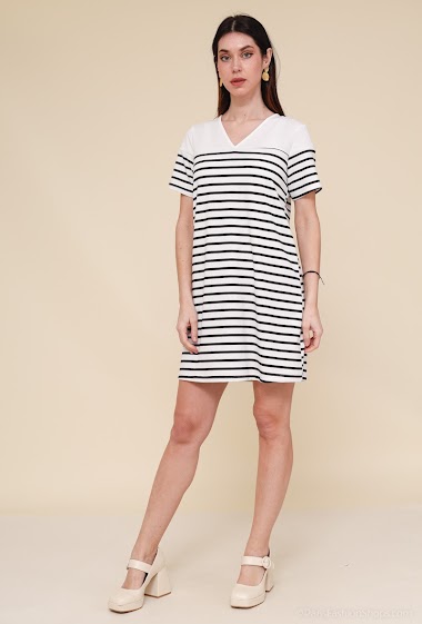 Wholesaler M&G Monogram - Striped dress with button back