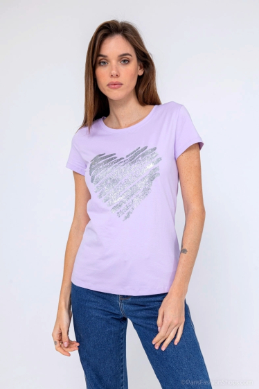 Großhändler M&G Monogram - T-Shirt mit schillerndem Herz-Print
