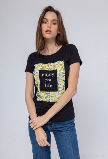 Großhändler M&G Monogram - T-Shirt mit „ENJOY YOUR LIFE“-Aufdruck