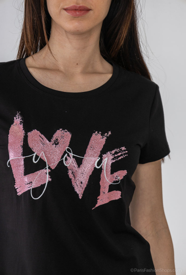 Großhändler M&G Monogram - „LOVE You“-T-Shirt mit Glitzerdruck
