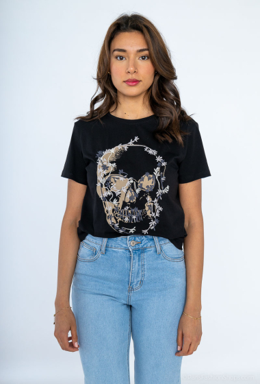 Mayorista M&G Monogram - Camiseta con estampado “Skull” bordado