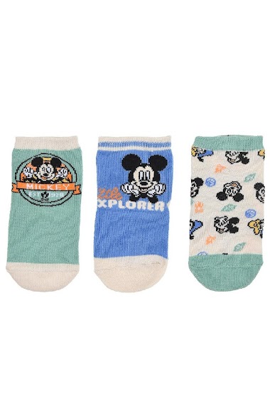 Grossistes Mickey - Pack 3 chaussettes 70%co 23%pe