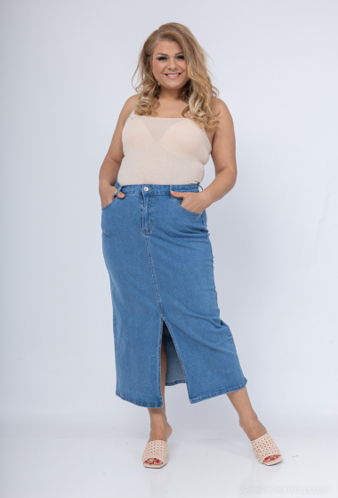 Wholesaler MILA PREMIUM - Plus size stretch slit skirt