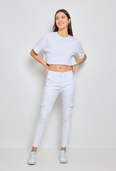 Grossiste MILA PREMIUM - pantalon blanc poches cargo