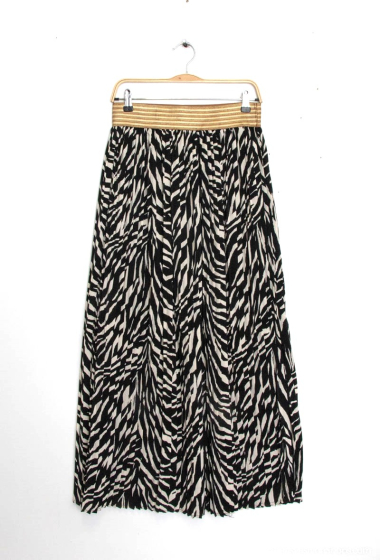 Wholesaler MISS SARA - Long pleated leopard print skirt