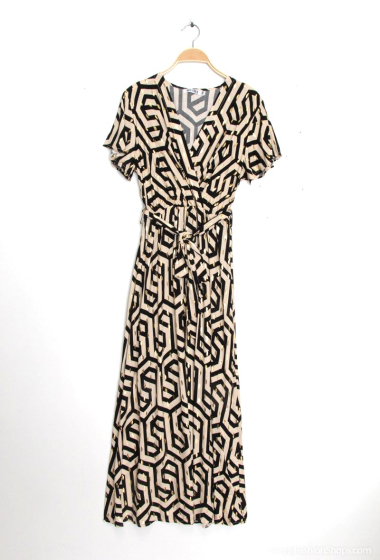 Wholesaler MISS SARA - Gold stained printed dress