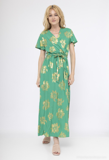 Wholesaler MISS SARA - Gold stained printed dress