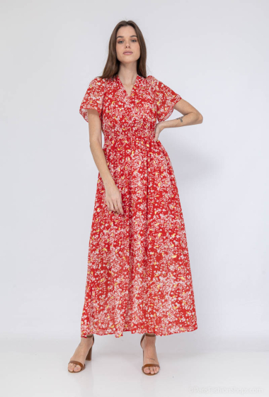 Wholesaler MISS SARA - Floral Print Short Sleeve Wrap Dress