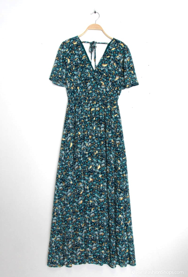 Wholesaler MISS SARA - Floral Print Short Sleeve Wrap Dress