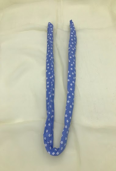 Grossiste MILLE ET UNE ETOILES - Bandeau fil de fer jean coloré avec petites fleurs blanches