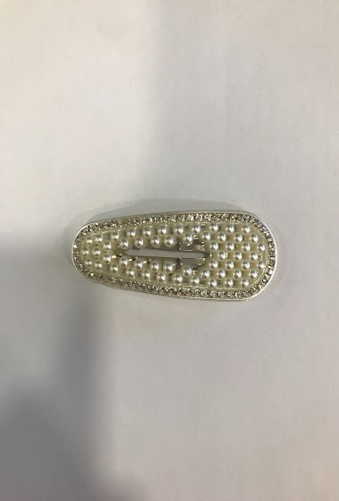 Wholesaler MILLE ET UNE ETOILES - Rounded beaded barrette with rhinestone outline 1