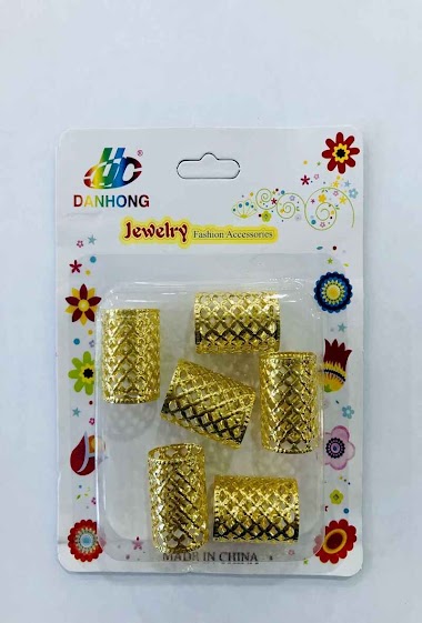 Wholesaler MILLE ET UNE ETOILES - Big hair rings beads, diamond pattern, gold