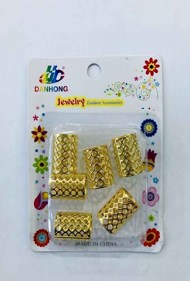 Wholesaler MILLE ET UNE ETOILES - Big hair rings beads, round design, gold
