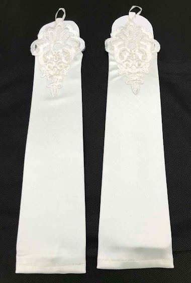 Wholesaler MILLE ET UNE ETOILES - Long wedding mitt with beads and lace