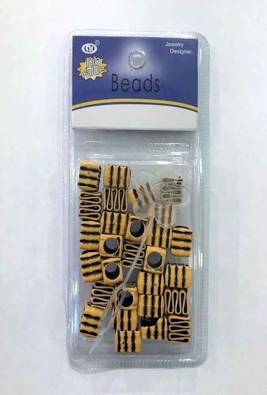 Wholesaler MILLE ET UNE ETOILES - Faux wood beads, square