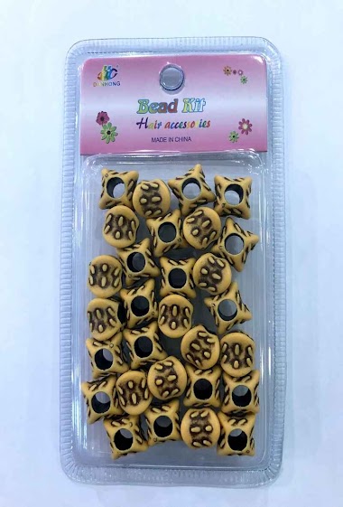 Wholesaler MILLE ET UNE ETOILES - Faux wood beads, patterned cube
