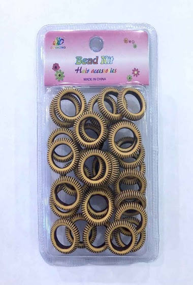 Wholesaler MILLE ET UNE ETOILES - Faux wood beads, striped circle shape