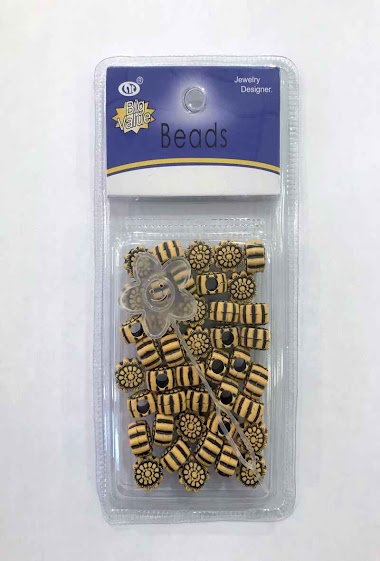 Wholesaler MILLE ET UNE ETOILES - Faux wood beads, flower shape
