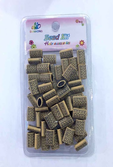 Wholesaler MILLE ET UNE ETOILES - Faux wood beads, flat with pattern