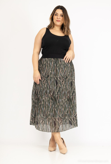 Wholesaler Mily - plus size printed pleated skirt