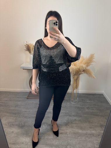 Grossiste Mily - pull grande taille avec maille trouée