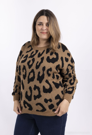 Mayorista Mily - suéter de leopardo con cuello redondo
