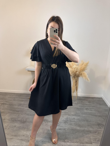 Wholesaler Mily - plus size short dress with belt