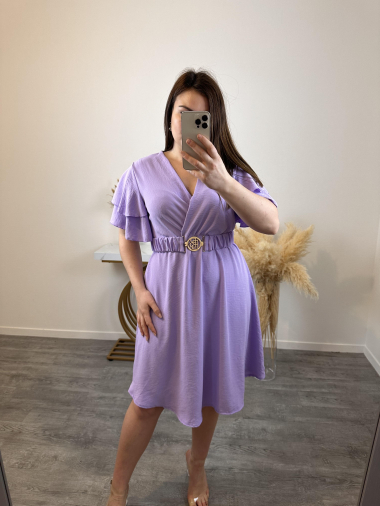 Großhändler Mily - Kurzes Kleid in Übergröße mit Gürtel