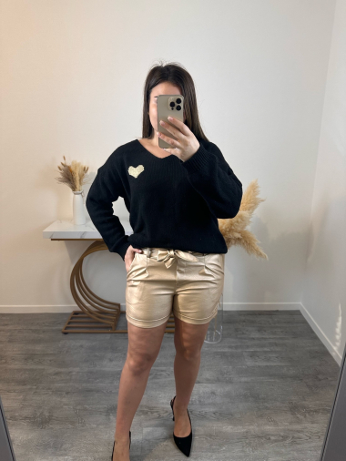 Wholesaler Mily - large size faux leather shorts