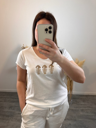 Großhändler Mily - T-Shirt mit V-Ausschnitt in Übergröße