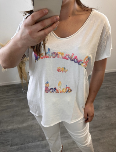 Großhändler Mily - T-Shirt mit V-Ausschnitt in Übergröße