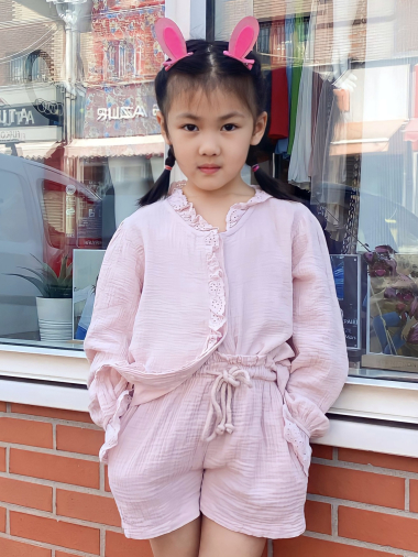 Mayorista Mini Mignon Paris - Camisa de gasa de algodón y bordado inglés para niña