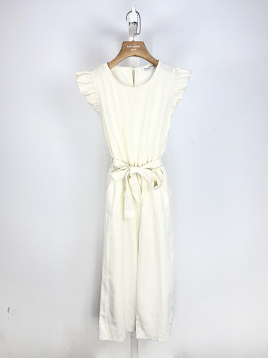 Wholesaler Mini Mignon Paris - Girls' linen and cotton-blend belted jumpsuit
