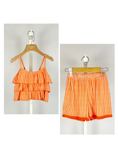 Wholesaler Mini Mignon Paris - Bohemian floral set with strap top and shorts for girls