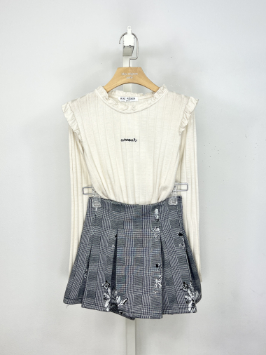 Wholesaler Mini Mignon Paris - Ribbed sweater and short skirt set