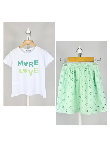 Wholesaler Mini Mignon Paris - Girls' cotton t-shirt and skirt set