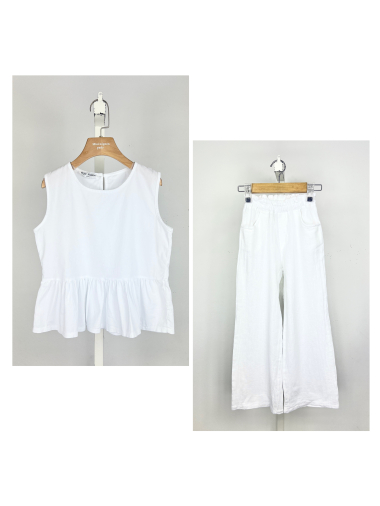 Wholesaler Mini Mignon Paris - Cotton top and linen pants set for girls