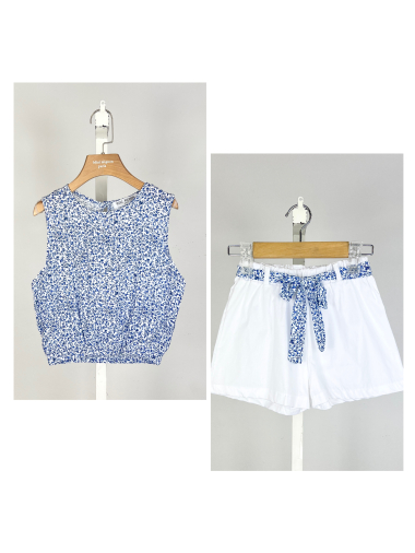 Wholesaler Mini Mignon Paris - Floral top and cotton shorts set for girls