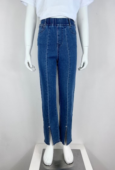High-waisted slit jeans