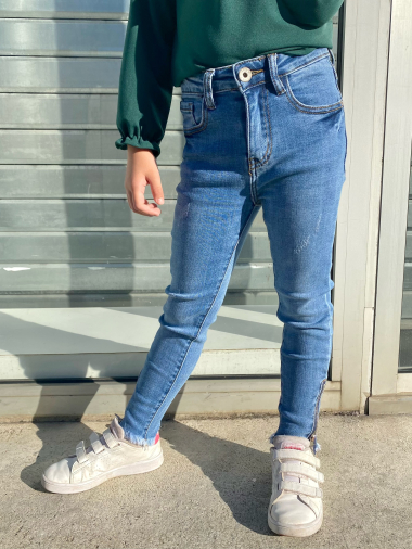Mayorista Mini Mignon Paris - Jeans skinny de talle alto y ajustables para niña