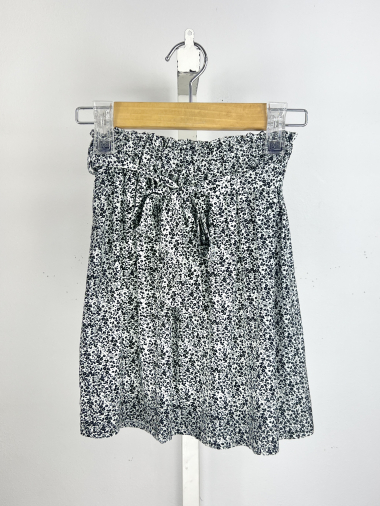 Wholesaler Mini Mignon Paris - Short floral skirt with belt for girls