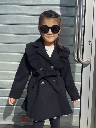Grossiste Mini Mignon Paris - Manteau à volants et ceinture pour fille