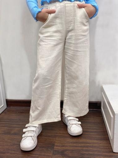 Grossiste Mini Mignon Paris - Pantalon en lin, ample et à taille élastiquée pour fille