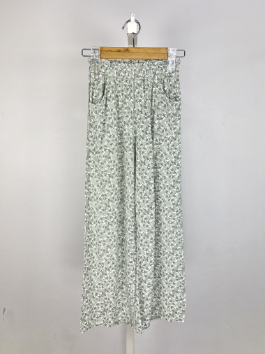 Wholesaler Mini Mignon Paris - Floral flowing pants with a high elasticated waist for girls