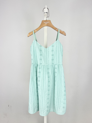 Wholesaler Mini Mignon Paris - Cotton dress, English embroidery and adjustable straps for girls