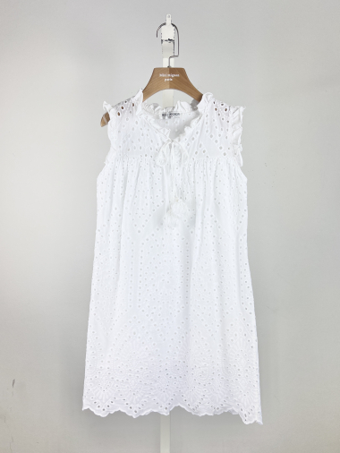 Wholesaler Mini Mignon Paris - Cotton dress with English embroidery