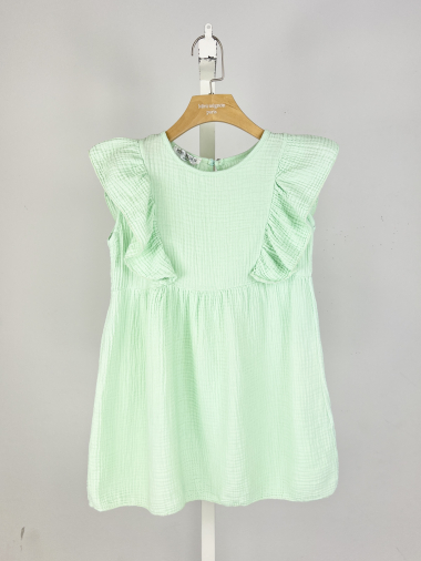 Wholesaler Mini Mignon Paris - Girls' Ruffled Cotton Gauze Dress